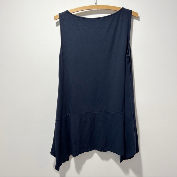 Eileen Fisher Jersey Tank Dress Tunic Size Small Navy Blue Asymmetrical Hem - Picture 6 of 15